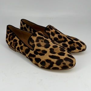 JCREW FACTORY | Leopard Calf Hair Smoking Slippers 5.5 NWOT